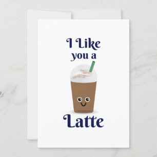 Me gustas un latte. Compartir la tarjeta de amor