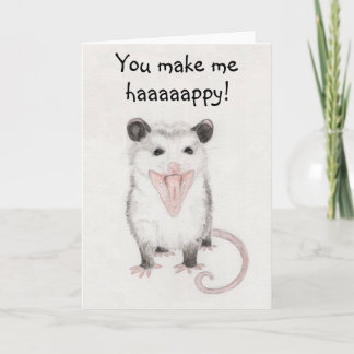 Me haces feliz tarjeta de saludo Opossum Blank