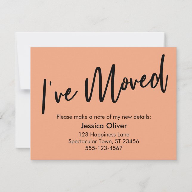 Me he mudado de la tarjeta de Salmon de escritura  (Anverso)