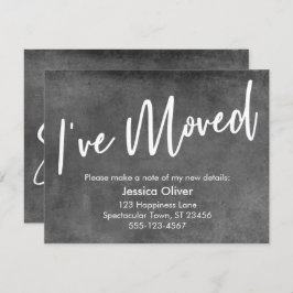 "Me he mudado" Invitación de escritura a mano gris