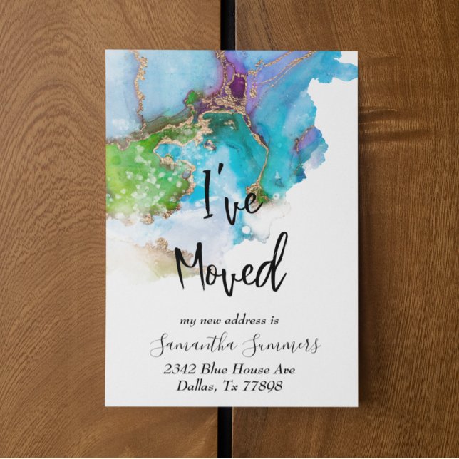 Me he mudado Invitación Gold Watercolor (Subido por el creador)