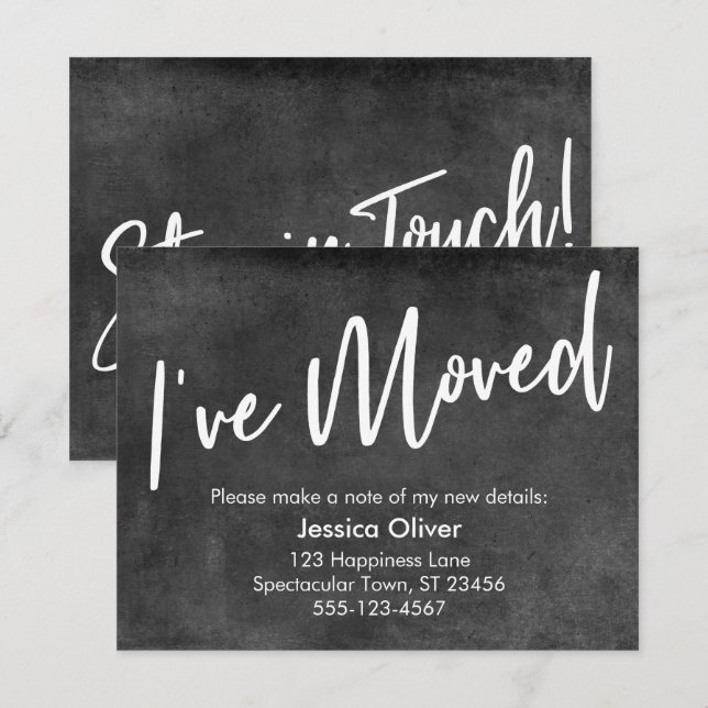 "Me he mudado" Invitación gris oscuro (Anverso / Reverso)