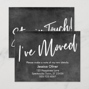 "Me he mudado" Invitación gris oscuro
