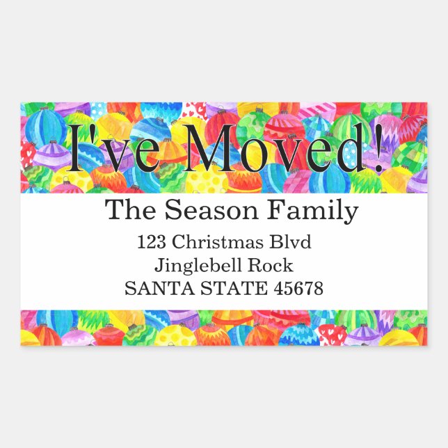 Me he mudado pegatina de acuarela pintada a mano (Anverso)