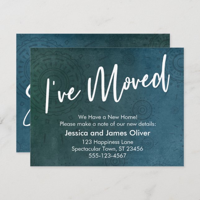 Me he mudado, texturizado, tarjeta gráfica Verde a (Anverso / Reverso)