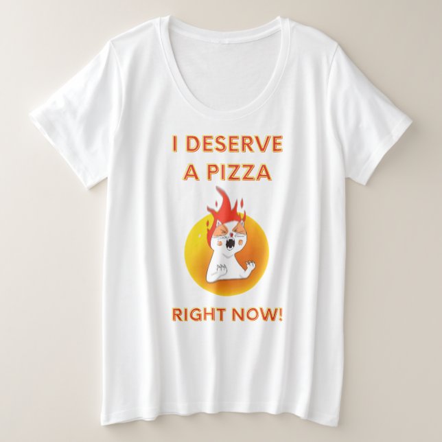 Me merezco una pizza ahora mismo slogan con gato e (Anverso del diseño)