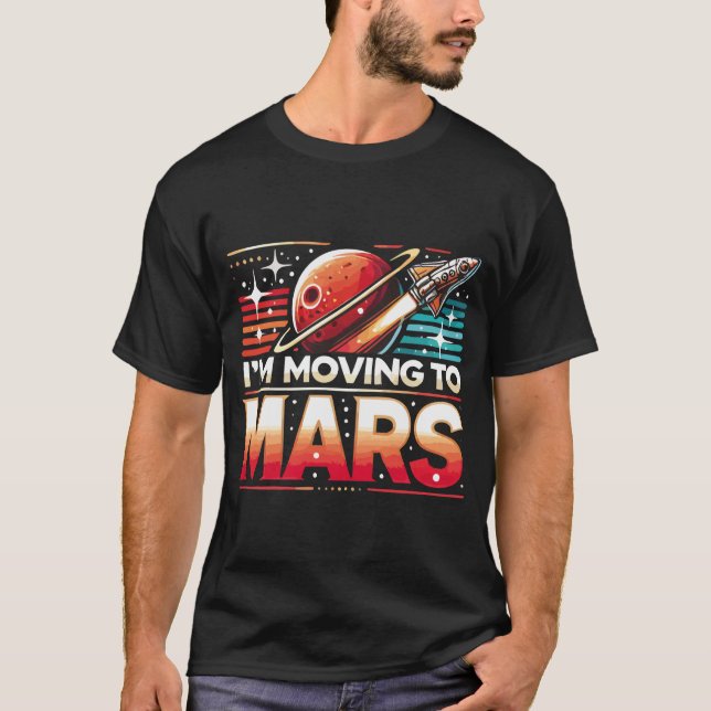 Me mudo a la camiseta oscura básica de Marte (Anverso)