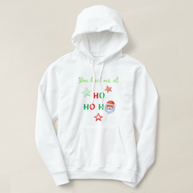 ME TENÍAS EN HO HO Ugly Sweater Hoooed Sweatshirt (Diseño del anverso)