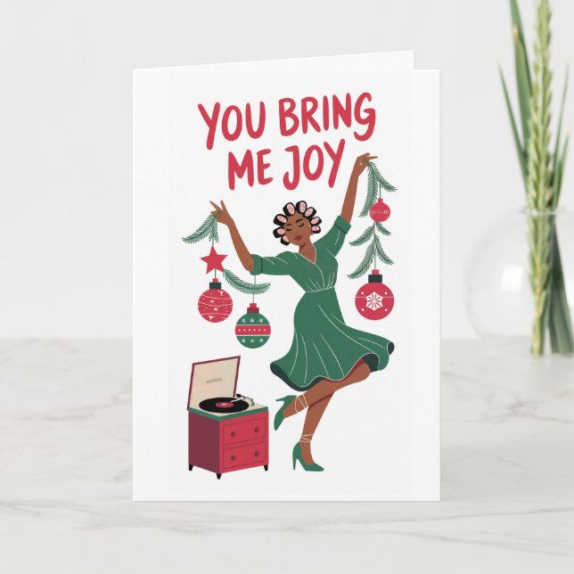 Me Traes Joy | Tarjeta de Navidades negros (Anverso)