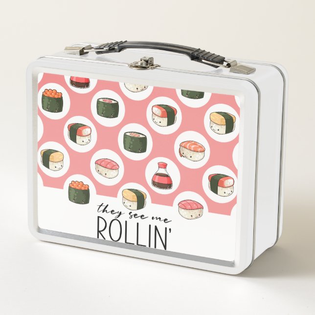 Me Ven Rollin' Kawaii Divertido Sushi Rolls & Dots (Anverso)