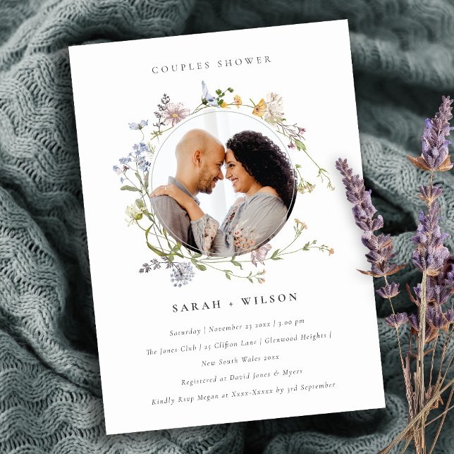 Meadow Floral Wreath Parejas Ducha Foto Invitación (Subido por el creador)