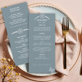 Meadow Flowers Blue Gray Boda Menu