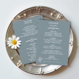 Meadow Flowers Blue Gray Boda Menu