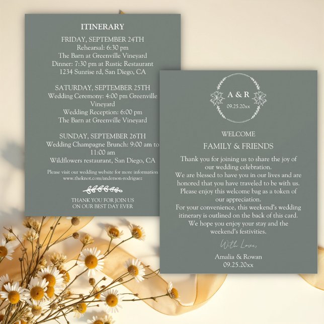 Meadow Flowers Boda Bienvenida Itinerary (Subido por el creador)