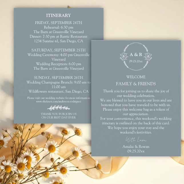 Meadow Flowers Boda Bienvenida Itinerary (Subido por el creador)