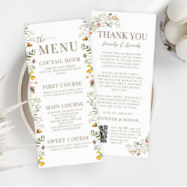 Meadow Wild Flower Autumn Boda Menu Gracias