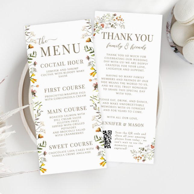 Meadow Wild Flower Autumn Boda Menu Gracias (Subido por el creador)