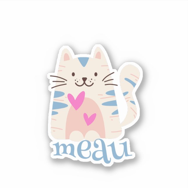 Meau I Love Cats Pegatina (Anverso)