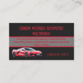 Mecánico Automotriz Tarjetas Rojo Negro