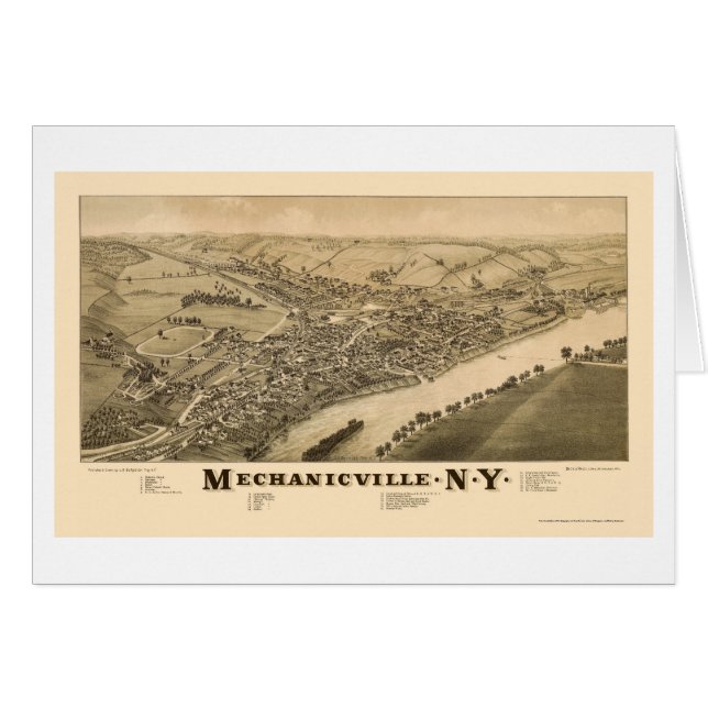 Mechanicville, mapa panorámico de NY - 1885 (Anverso (Horizontal))