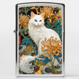 Mechero Zippo El gato sereno del crisantemo | Estilo Rinpa