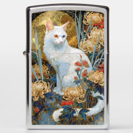 Mechero Zippo El gato sereno del crisantemo | Estilo Rinpa