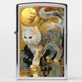 Mechero Zippo Ethereal Rinpa Kitten | Masa dorada japonesa