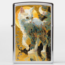 Mechero Zippo Ethereal Rinpa Kitten | Masa dorada japonesa