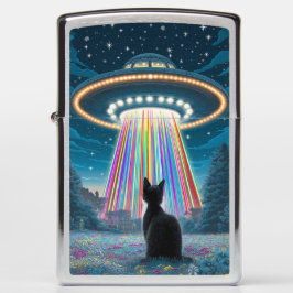 Mechero Zippo Gato y OVNI psicodélico | Gracioso arte de secuest