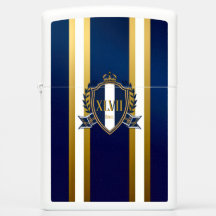 Lujo Monograma Azul Real y Blanco