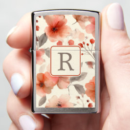 Mechero Zippo Pretty Flower Monogram Template Personalized