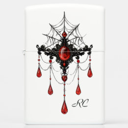 Mechero Zippo Telaraña Gótica Decorativa Negra y Roja