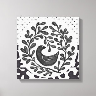 Medallero de pájaro blanco y negro de arte mural