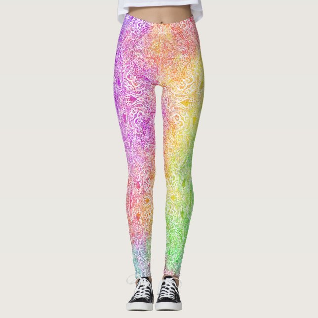 Medallón de Arcoíris y Blanco Leggings (Anverso)