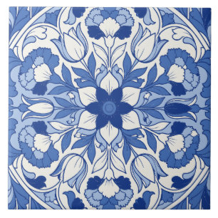 Medallón de Tulipán Azul de Azulejo Portugués