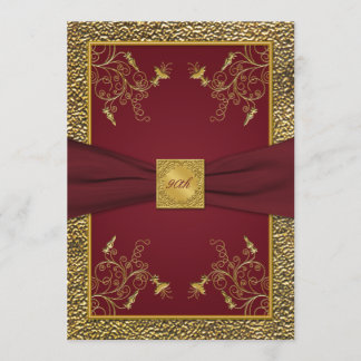 Medallón de vino y oro 90 cumpleaños invitación