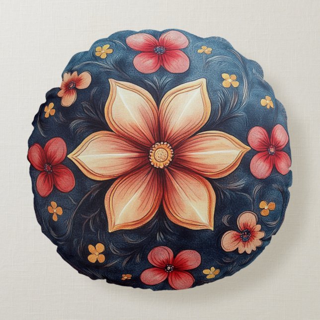 Medallón Golden Petal - Cojín decorativo floral re (Anverso)