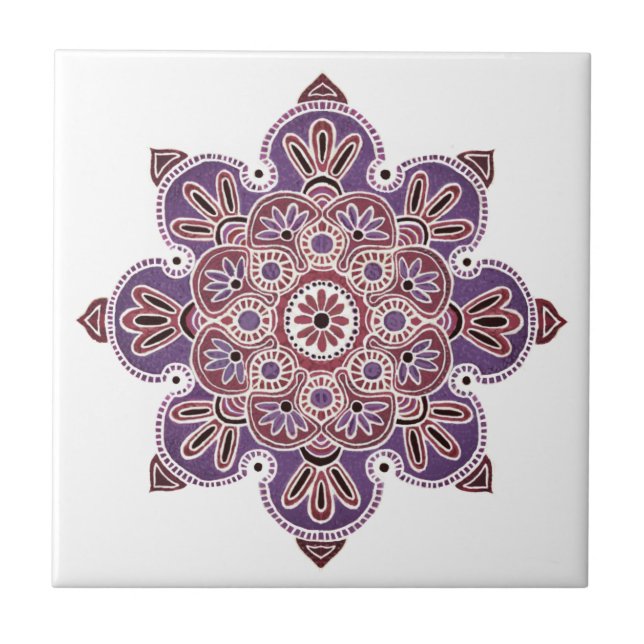 Medallón morado y malva de tejas decorativas (Frente)