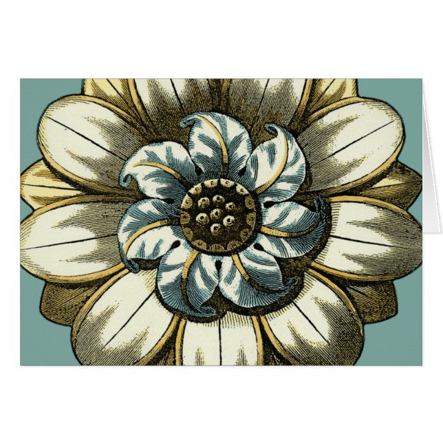 Medallón Ornate Floral sobre fondo azul claro (Anverso (Horizontal))