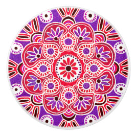 Medallón rojo y púrpura Cajón tirador de pomo cerá