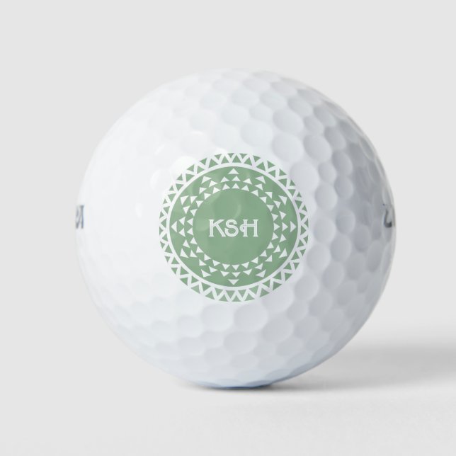 Medallón Verde Iniciales Bolas de Golf Personaliza (Anverso)