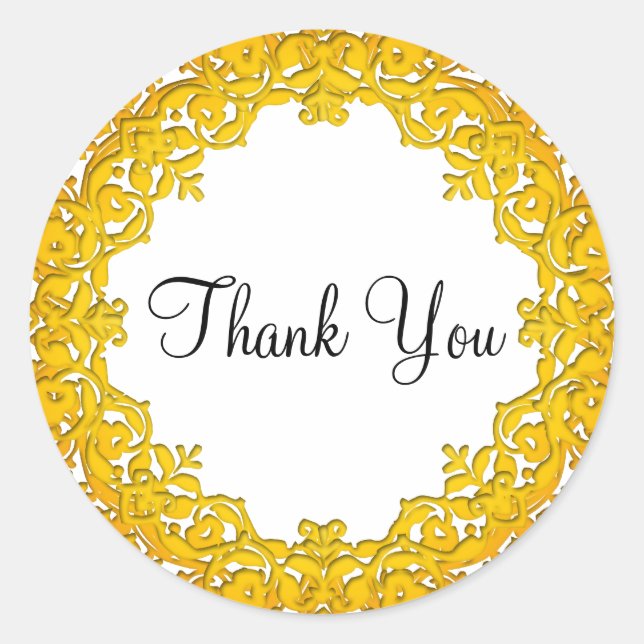 Medallones Florales Amarillos Gracias Pegatina (Anverso)