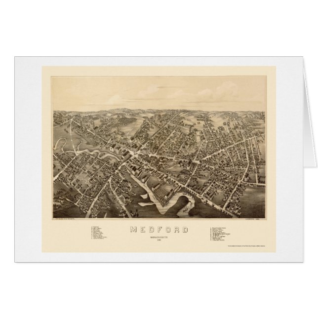 Medford, mapa panorámico de las MAMÁES - 1880 (Anverso (Horizontal))