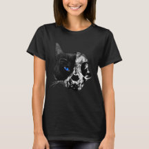 Media Calavera, Medio Gato La Camiseta De Horror F