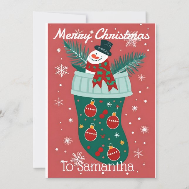 Media de Navidad con un muñeco de nieve (Anverso)