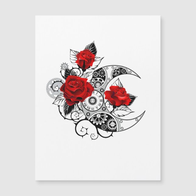 Media luna mecánica con rosas rojas (Anverso)