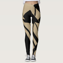 Media Tan, Black Geometric Abstract Design Leggin