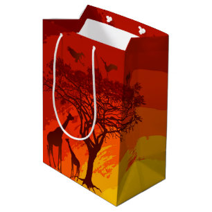 Mediana 7lx4.5wx10h Bolsa de regalo media azafrán-jirafa a