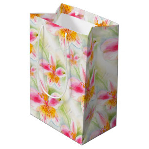 Mediana Acuarela Lirio Peruano Bolsa de Regalo de Arte