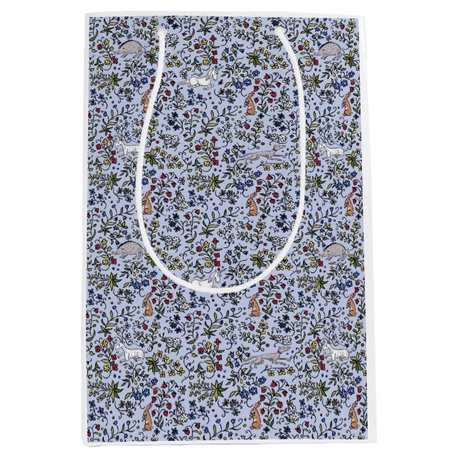 Mediana Animales medievales mille fleurs bolsa de regalo a (Anverso)